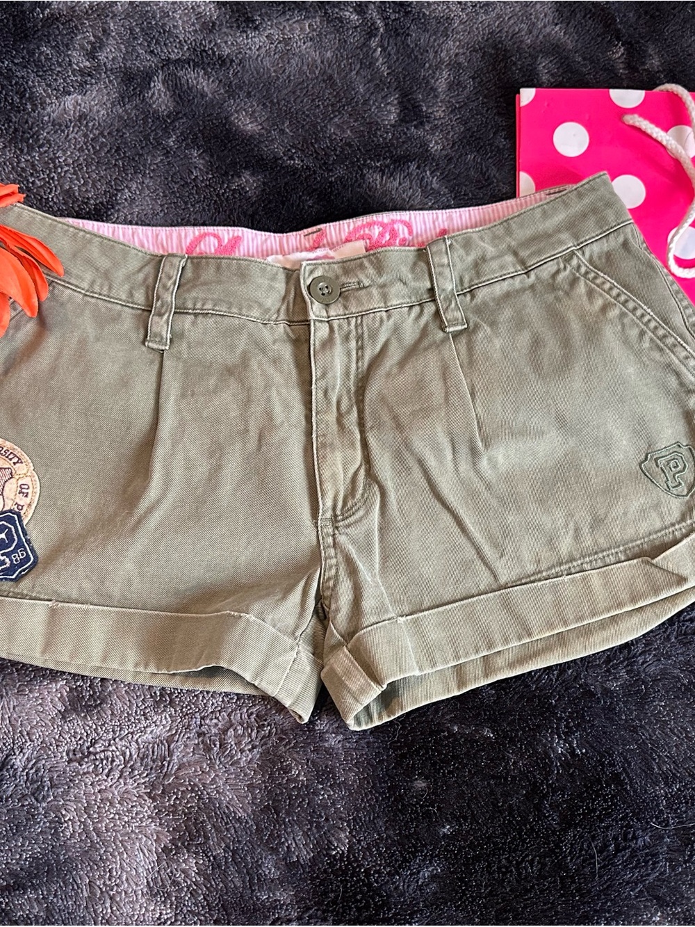 PINK Victoria's Secret VINTAGE Army Green Shorts! RARE/HTF!